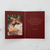 Carte de vacances rouge or avec votre photo et vot (Intérieur)