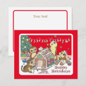 Carte de vacances rouge plateaux avec des suricate (Devant / Derrière)