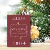 Carte de vacances rouge profond avec nœud chic et