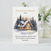 Carte de vacances Russe hiver personnalisée Cabine (Debout devant)