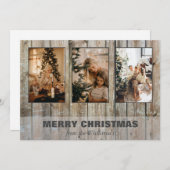 Carte de vacances Rustic Christmas Three Photo Col (Devant / Derrière)
