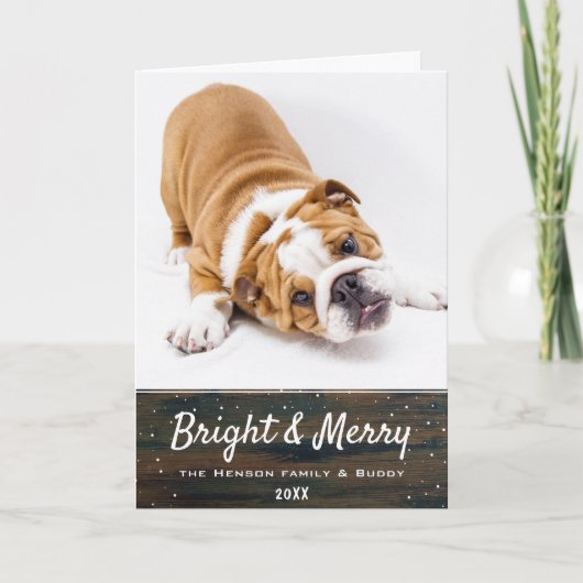 Carte de vacances Rustic Dark Wood Christmas Chien (Devant)