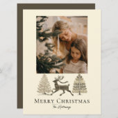 Carte de vacances Rustic Plaid Reindeer Trees (Devant / Derrière)