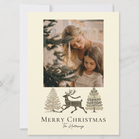Carte de vacances Rustic Plaid Reindeer Trees (Devant)