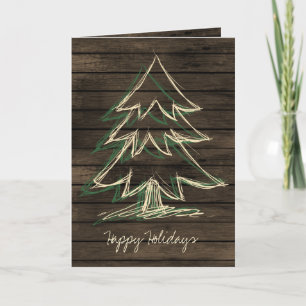 Carte de vacances Rustique Barnwood Pine Tree