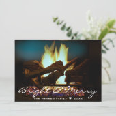 Carte de vacances rustique cheminée feu bois chaud (Debout devant)
