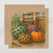 Carte de vacances Rustique Colorée Automne Citroui (Devant / Derrière)