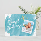 Carte de vacances Seas & Salutations Aqua Turquois (Debout devant)