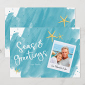 Carte de vacances Seas & Salutations Aqua Turquois (Devant / Derrière)