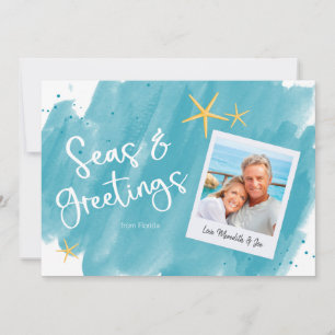 Carte de vacances Seas & Salutations Aqua Turquois
