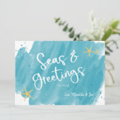 Carte de vacances Seas & Salutations Aqua Turquois (Debout devant)