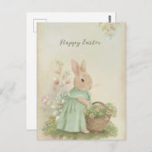 Carte de vacances Shabby Chic de Pâques Rabbit (Devant / Derrière)