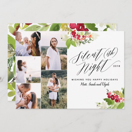 Carte de vacances Silent (ish) nuit multi photo. (Devant / Derrière)