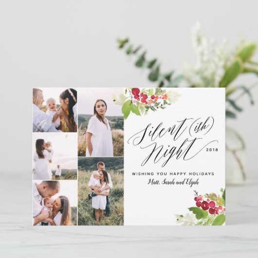 Carte de vacances Silent (ish) nuit multi photo. (Debout devant)