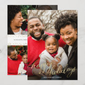 Carte de vacances simple en or pour photo Joyeuses (Devant / Derrière)