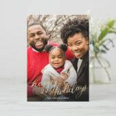 Carte de vacances simple en or pour photo Joyeuses (Debout devant)