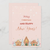 Carte de vacances simple et fantaisiste rose paste (Devant / Derrière)