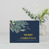 Carte de vacances simple joyeux Noël feuillage (Debout devant)