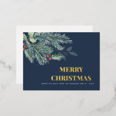 Carte de vacances simple joyeux Noël feuillage (Recto/Verso)