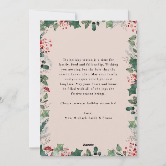 Carte de vacances simple pastel avec photo et mess (Dos)