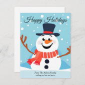 Carte de vacances Snowman Christmas Flat (Devant / Derrière)
