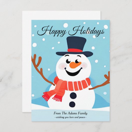 Carte de vacances Snowman Christmas Flat (Devant / Derrière)