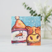 Carte de vacances Snowman et Cow Flat (Debout devant)