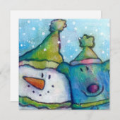 Carte de vacances Snowman et Dog Flat (Devant / Derrière)