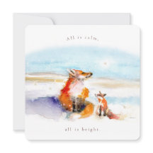 Carte de vacances Snowy Foxes Flat