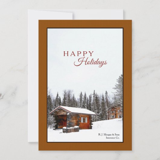 Carte de vacances Snowy Rustic Cabine (Devant)