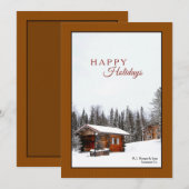 Carte de vacances Snowy Rustic Cabine (Devant / Derrière)