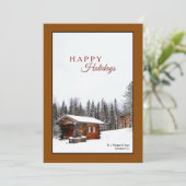 Carte de vacances Snowy Rustic Cabine (Debout devant)