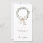 Carte de vacances Soft Neutral Bow Wreath Photo (Devant)