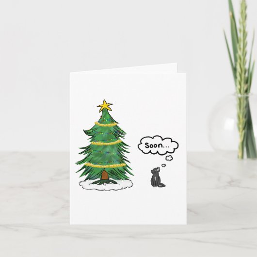 Carte de vacances 'Soon' Tree and Cat - Anglais, T (Devant)