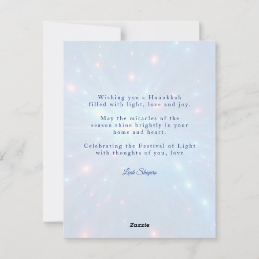 Carte de vacances Sparkling Dreidel Hanoukka (Dos)