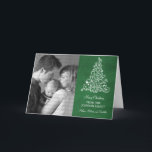 Carte de vacances Sparktree Chalkboard, Vert<br><div class="desc">Carte de voeux photo Sparkle Tree design et tendance en vert avec un arrière - plan de tableau noir et un élégant sapin de Noël. Cette carte chic est parfaite pour envoyer des voeux de vacances à des amis et à la famille. Customisez avec votre propre photo de famille et...</div>
