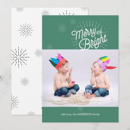 Carte de vacances Starburst 1 Photo en vert (Devant / Derrière)