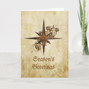 Carte de vacances Steampunk Compass Star