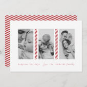 Carte de vacances sucre de canne Red Three Photo (Devant / Derrière)