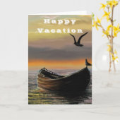 Carte de vacances Sunset Boat Happy (Fleur jaune)