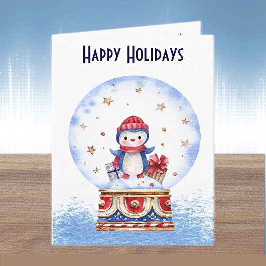 Carte de vacances sur mesure Globe de neige mignon