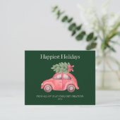 Carte de vacances tendance Voiture rose (Debout devant)