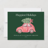 Carte de vacances tendance Voiture rose (Devant)