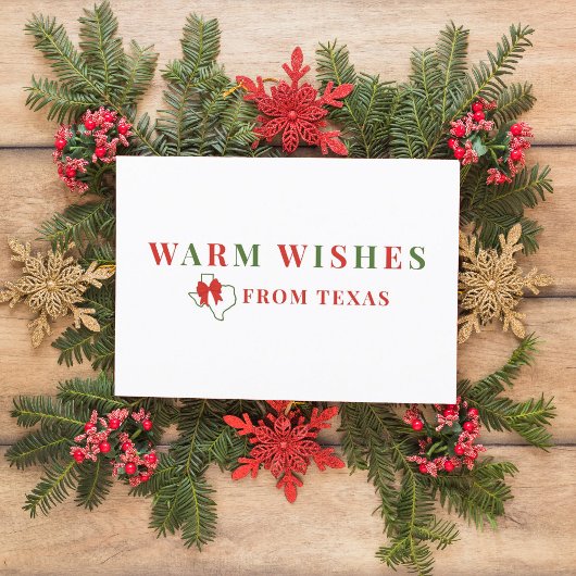 Carte de vacances Texas Warm Warm Wams rouge et ve