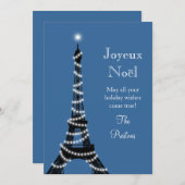 Carte de vacances Tour Eiffel bleue (Devant / Derrière)