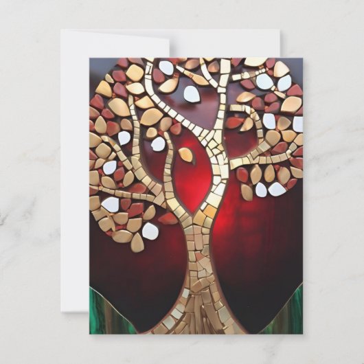 Carte de vacances Tree of life Red Gold Glow Flat  (Devant)