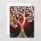Carte de vacances Tree of life Red Gold Glow Flat  (Devant / Derrière)