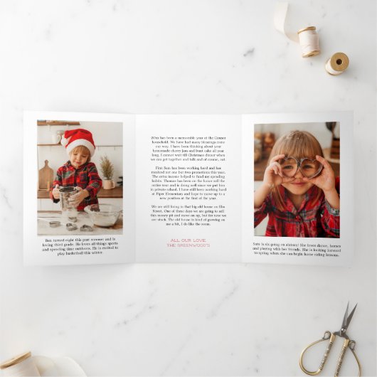 Carte de vacances TriFold avec plaid à coup de pin (Intérieur)