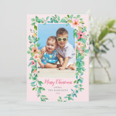 Carte de vacances Tropical Floral Christmas Pink P (Debout devant)