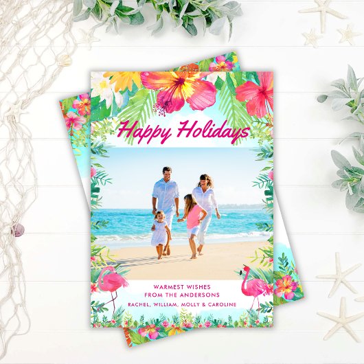 Carte de vacances tropicale joyeuse de vacances cô